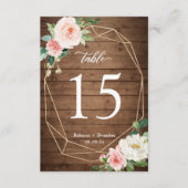 幾何素朴赤面フローラ結婚のテーブル番号 出欠カード (正面)