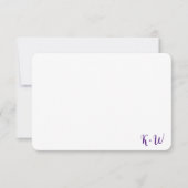 幾何紫モノグラムパーソナライズされたノートカード サンキューカード (正面)