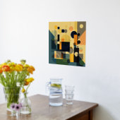 幾何組成モダン箔プリント 箔ポスター (レイダウン (キッチン))