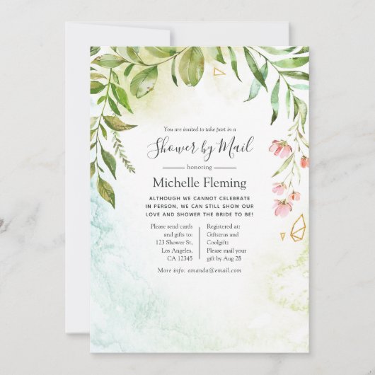 幾何結晶ベビー又はブライダルシャワーバイメール 招待状 (正面)