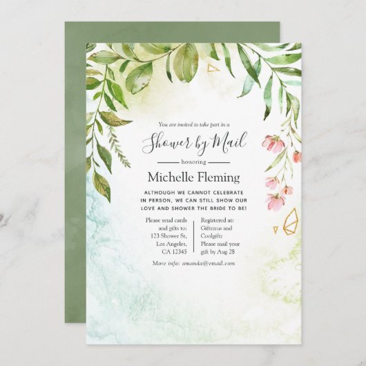 幾何結晶ベビー又はブライダルシャワーバイメール 招待状 (正面/裏面)