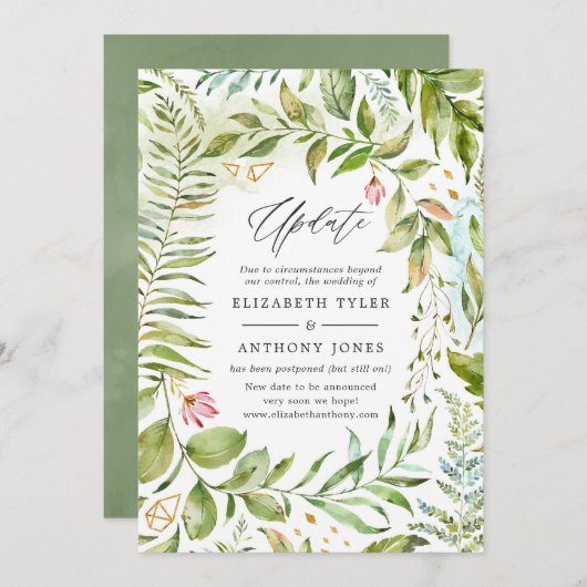 幾何結晶緑結婚の更新 招待状 (正面/裏面)