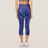 幾何線クラシック青抽象芸術パターン カプリレギンス (裏面)