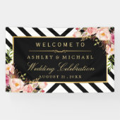 幾何線フローラ結婚のお祝いパーティー 横断幕 (横)