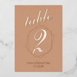 幾何縁どプレス箔テーブル番号 箔招待状