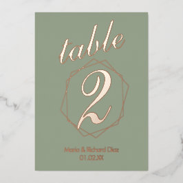 幾何縁どプレス箔テーブル番号 箔招待状