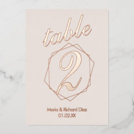 幾何縁どプレス箔テーブル番号 箔招待状