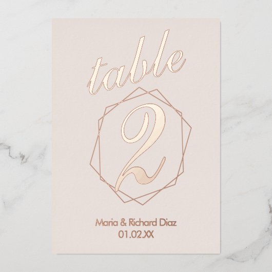 幾何縁どプレス箔テーブル番号 箔招待状 (正面)