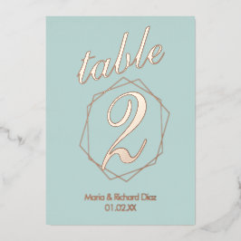 幾何縁どプレス箔テーブル番号 箔招待状