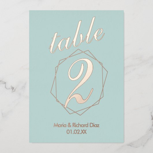 幾何縁どプレス箔テーブル番号 箔招待状 (正面)