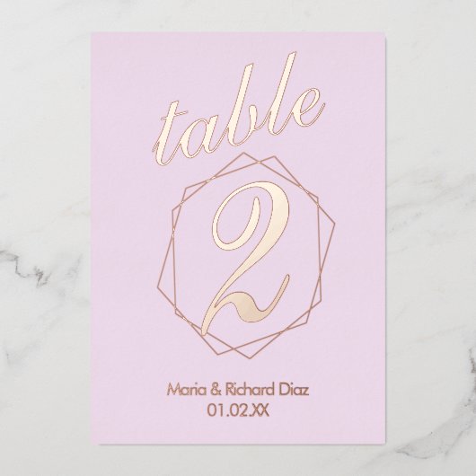 幾何縁どプレス箔テーブル番号 箔招待状 (正面)