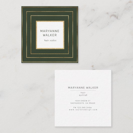 幾何縁ど緑サロンヘアスタエレガントイ スクエア名刺 (正面/裏面)