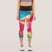 幾何色数々のファセットクリップレギンス カプリレギンス (正面)