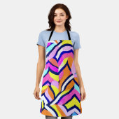 幾何芸術的カラフルパターン エプロン (着用した状態)