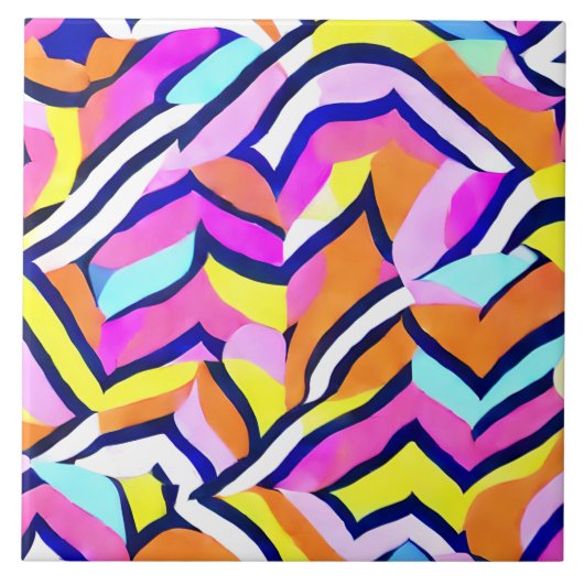 幾何芸術的カラフルパターン タイル (正面)