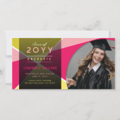 幾何芸術的色ブロック写真卒業 案内状 (正面)