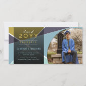 幾何芸術的色ブロック写真卒業 案内状 (正面)