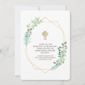 幾何観モダン葉バプテスマありがとう サンキューカード (正面)