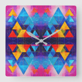 幾何記号抽象芸術#10デザイン2 スクエア壁時計 (正面)