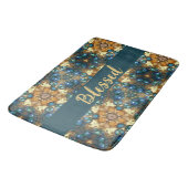 幾何賛美デザイン青褐色金ゴールド バスマット (アングル)