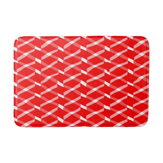 幾何赤と白パターン バスマット (正面)