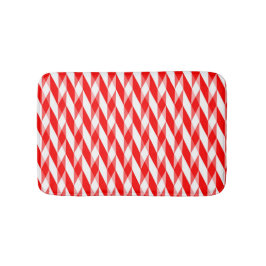 幾何赤と白パターン バスマット