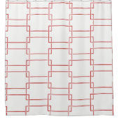 幾何赤と白鎖 シャワーカーテン (正面)