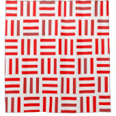 幾何赤と白 シャワーカーテン (正面)