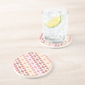 幾何赤のイカットストライプパターン コースター (側面)