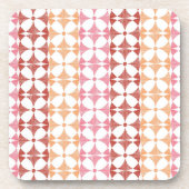 幾何赤のイカットストライプパターン コースター (正面)