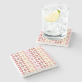 幾何赤のイカットストライプパターン ストーンコースター (横)