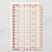 幾何赤のイカットストライプパターン 便箋 (正面/裏面)