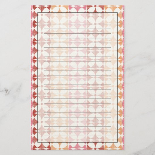 幾何赤のイカットストライプパターン 便箋 (正面)