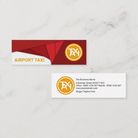 幾何赤はっきりした抽象芸術飛行機空港タクシー スキニー名刺 (正面/裏面)