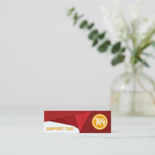 幾何赤はっきりした抽象芸術飛行機空港タクシー スキニー名刺 (スタンド正面)