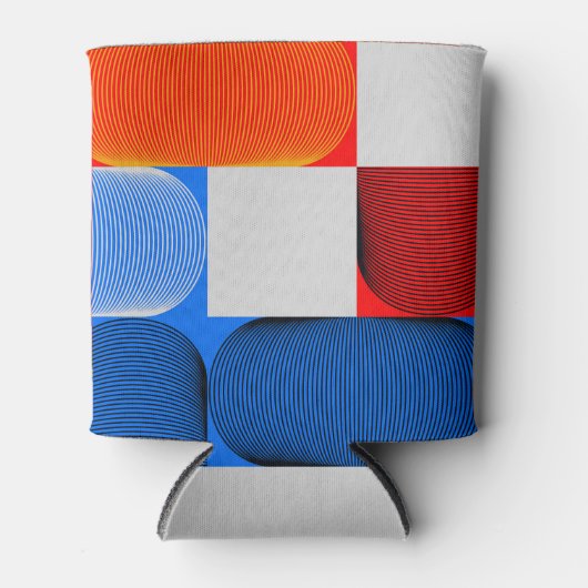 幾何遷移：抽象芸術ヴィンテージパターン。 缶クーラー (正面)