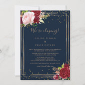 幾何金ゴールドグリッター及び赤飛び披露宴 招待状 (正面)