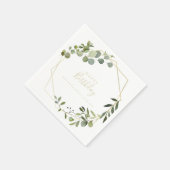 幾何金ゴールドグリーンカリグラフィバースデーパーティー スタンダードカクテルナプキン (角)