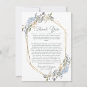 幾何金ゴールドダスティブルー花模様サンキューカード (正面)