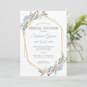 幾何金ゴールドダスティブルー花模様ブライダルシャワー 招待状 (スタンド正面)