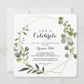 幾何金ゴールドトロピカルレッツ祝パーティー 招待状 (正面)