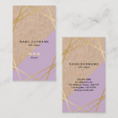 幾何金ゴールドパターンクラフトプリント紫縦 名刺 (正面/裏面)