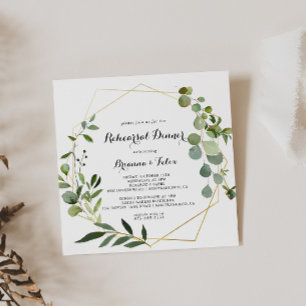 幾何金ゴールド熱帯リハーサルディナー 招待状