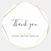幾何金ゴールド結婚効果感謝していのステッカー ラウンドシール (正面)