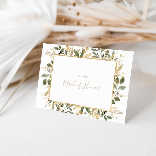 幾何金ゴールド緑ブライダルパーティありがとう サンキューカード