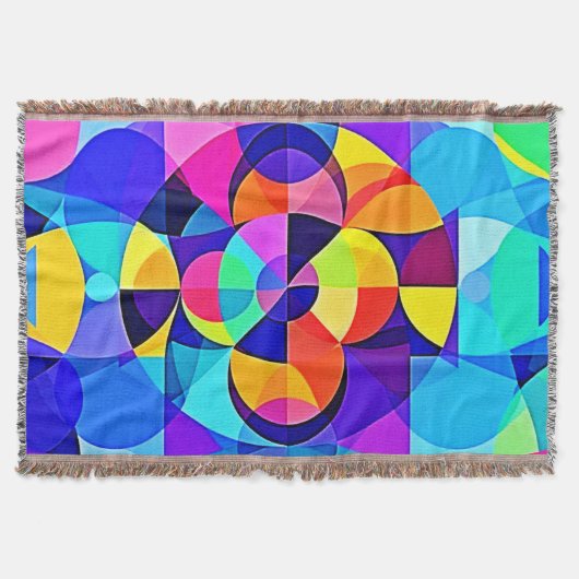 幾何鮮やかの喜び スローブランケット (正面)