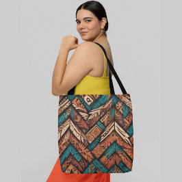 幾何鮮やかを重ねている複雑な模様 トートバッグ