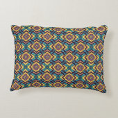 幾何鮮やかアステカ花柄 アクセントクッション (裏面)