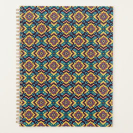 幾何鮮やかアステカ花柄 プランナー手帳