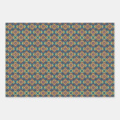 幾何鮮やかアステカ花柄 ラッピングペーパーシート (正面)